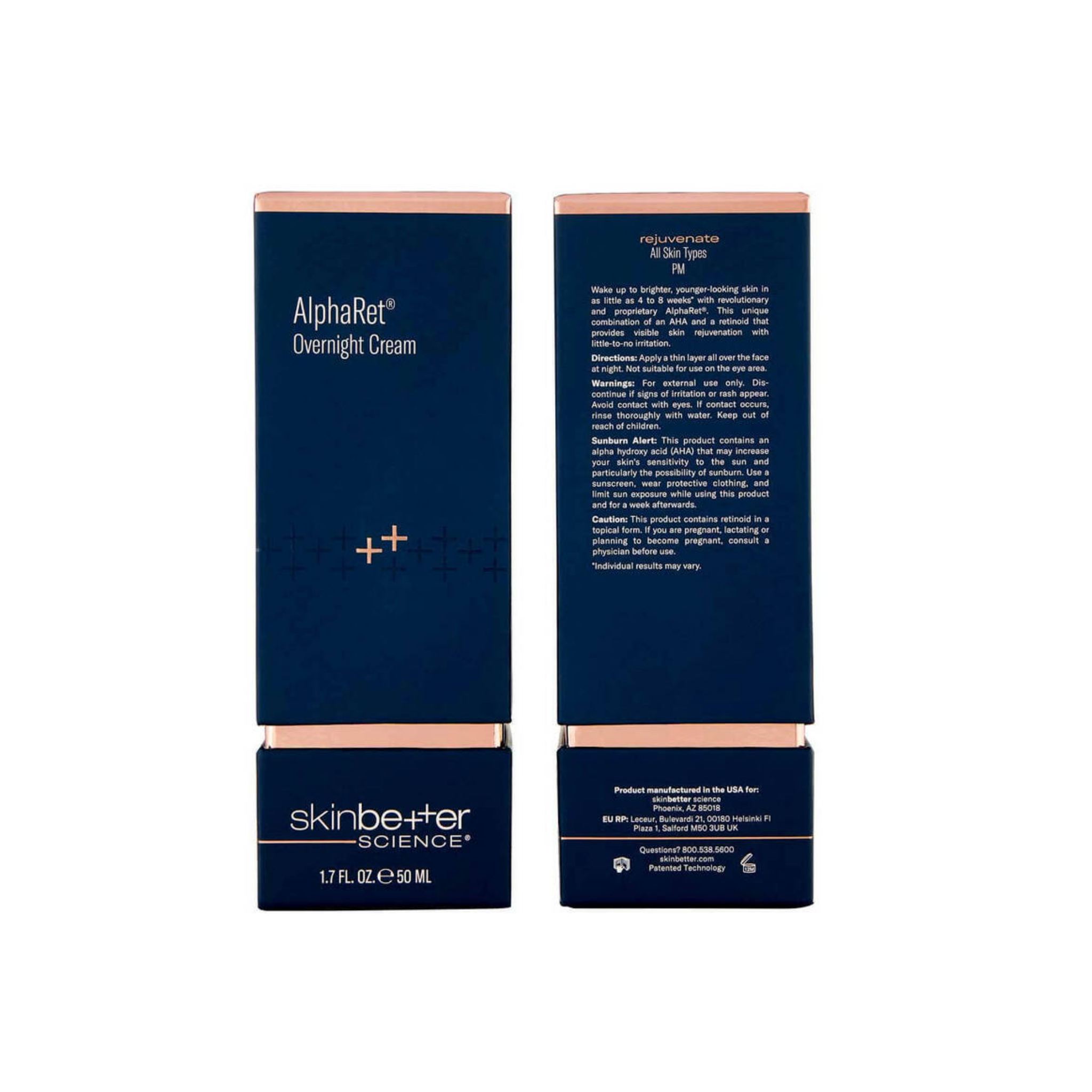 skinbetter science AlphaRet Overnight Cream in packaging, dermatologist-tested