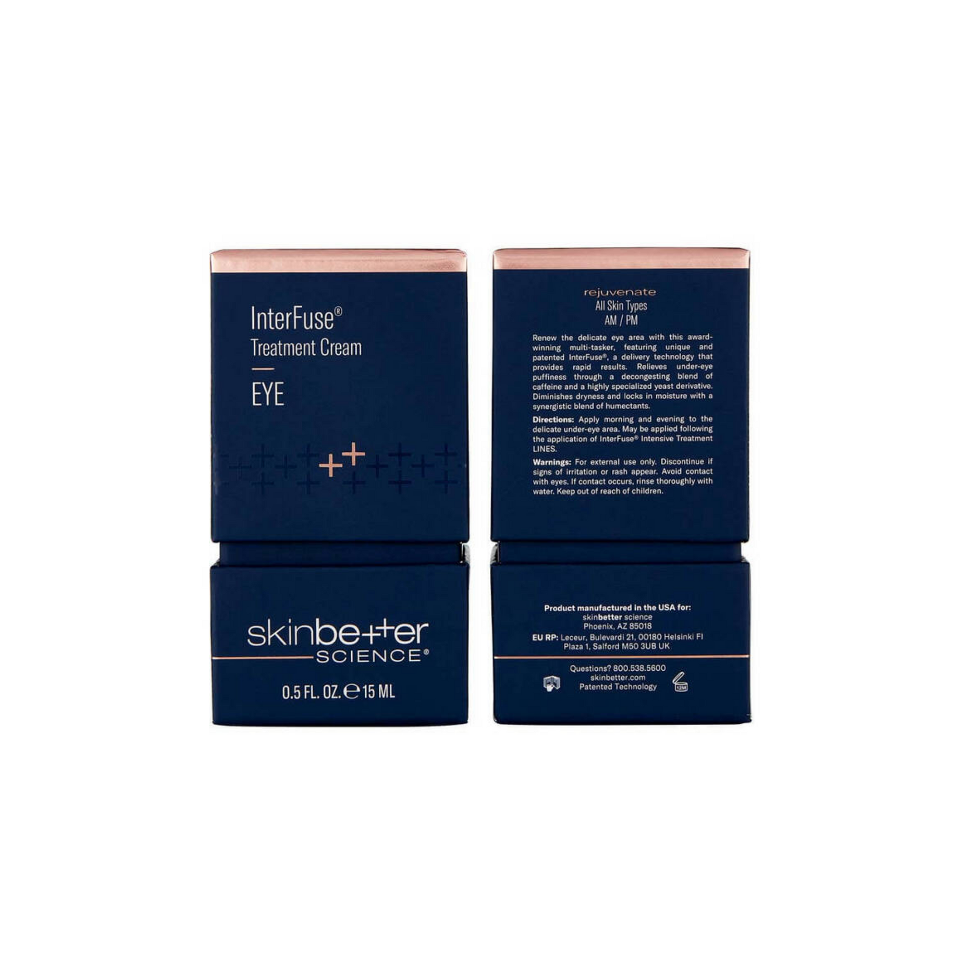 skinbetter science InterFuse Treatment Cream EYE in packaging, targets eye wrinkles and dark circles